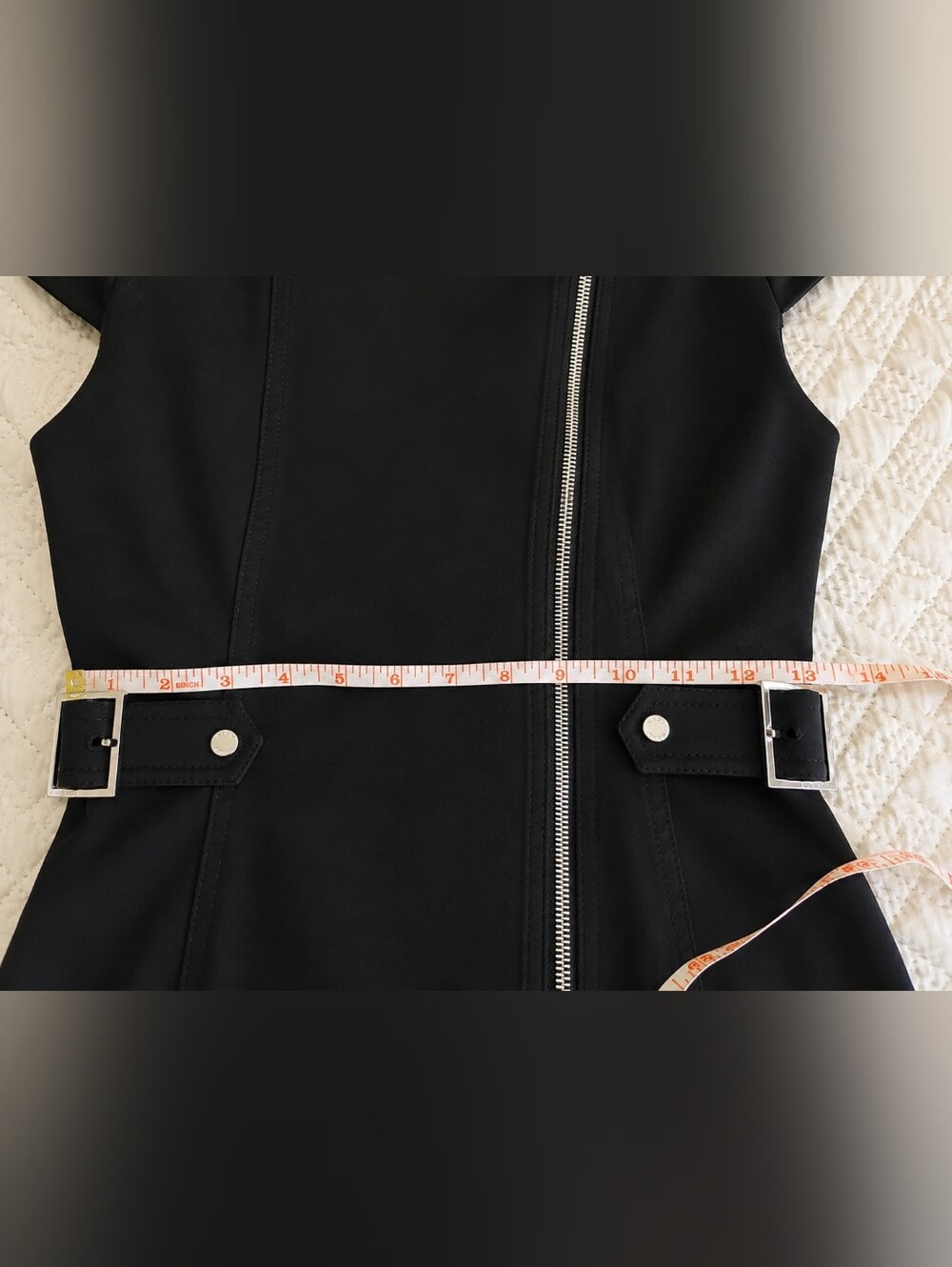 Karen Millen Black Asymmetric Zip Fitted Mini Dress US 6 - Picture 7 of 10